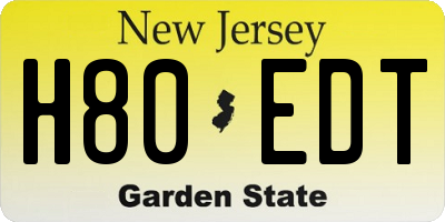 NJ license plate H80EDT