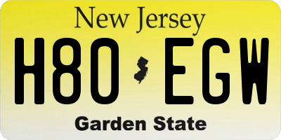 NJ license plate H80EGW