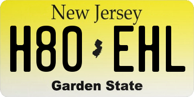 NJ license plate H80EHL