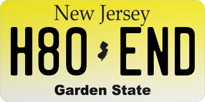 NJ license plate H80END
