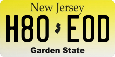NJ license plate H80EOD