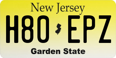 NJ license plate H80EPZ