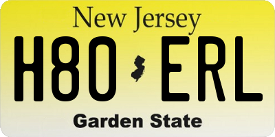 NJ license plate H80ERL