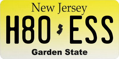 NJ license plate H80ESS