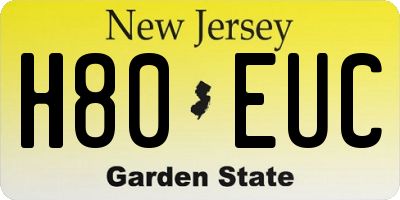 NJ license plate H80EUC