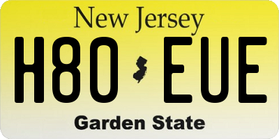 NJ license plate H80EUE