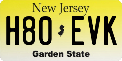 NJ license plate H80EVK