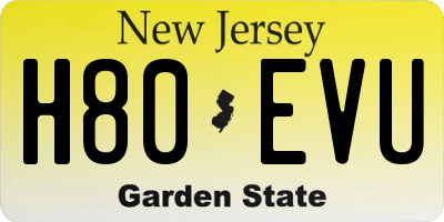 NJ license plate H80EVU