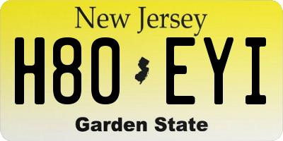 NJ license plate H80EYI
