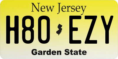 NJ license plate H80EZY