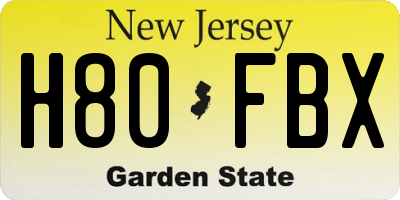NJ license plate H80FBX