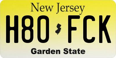 NJ license plate H80FCK
