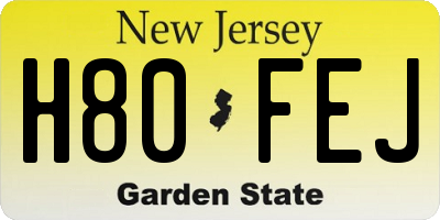 NJ license plate H80FEJ