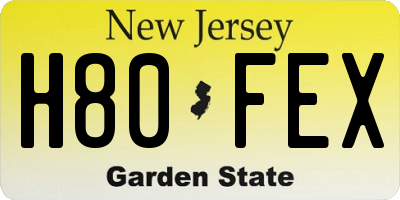 NJ license plate H80FEX