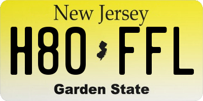NJ license plate H80FFL