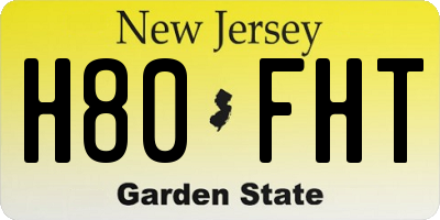 NJ license plate H80FHT