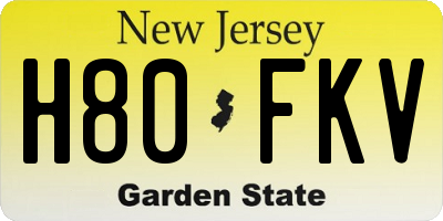 NJ license plate H80FKV