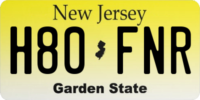NJ license plate H80FNR