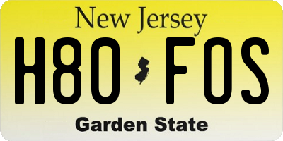 NJ license plate H80FOS
