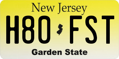 NJ license plate H80FST