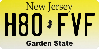 NJ license plate H80FVF