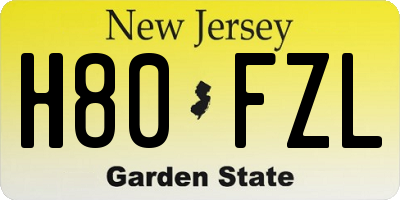 NJ license plate H80FZL
