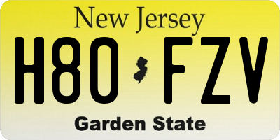 NJ license plate H80FZV