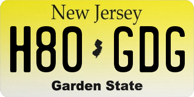 NJ license plate H80GDG