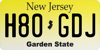 NJ license plate H80GDJ