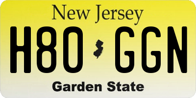 NJ license plate H80GGN