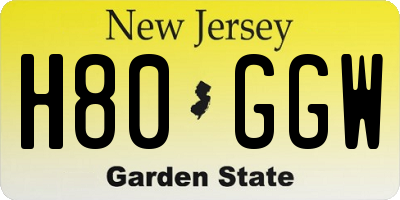 NJ license plate H80GGW