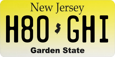 NJ license plate H80GHI