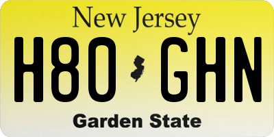 NJ license plate H80GHN