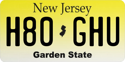 NJ license plate H80GHU