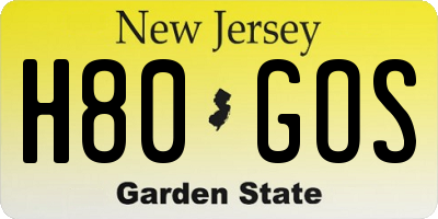 NJ license plate H80GOS