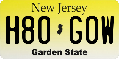 NJ license plate H80GOW