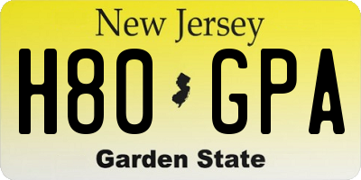 NJ license plate H80GPA