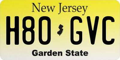 NJ license plate H80GVC
