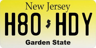 NJ license plate H80HDY