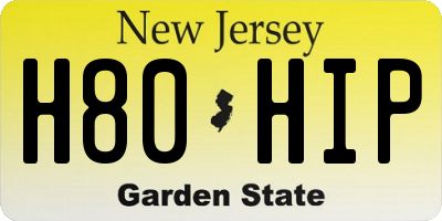 NJ license plate H80HIP