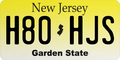 NJ license plate H80HJS