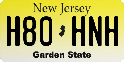NJ license plate H80HNH