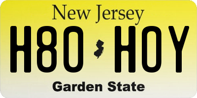 NJ license plate H80HOY