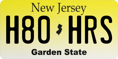 NJ license plate H80HRS