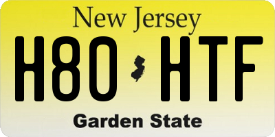 NJ license plate H80HTF