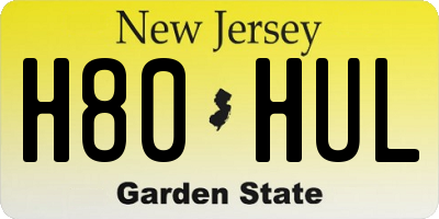 NJ license plate H80HUL