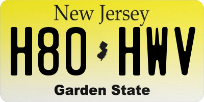 NJ license plate H80HWV