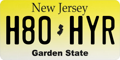 NJ license plate H80HYR