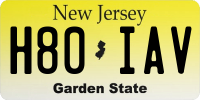 NJ license plate H80IAV