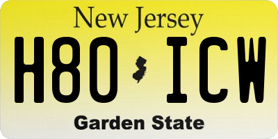 NJ license plate H80ICW
